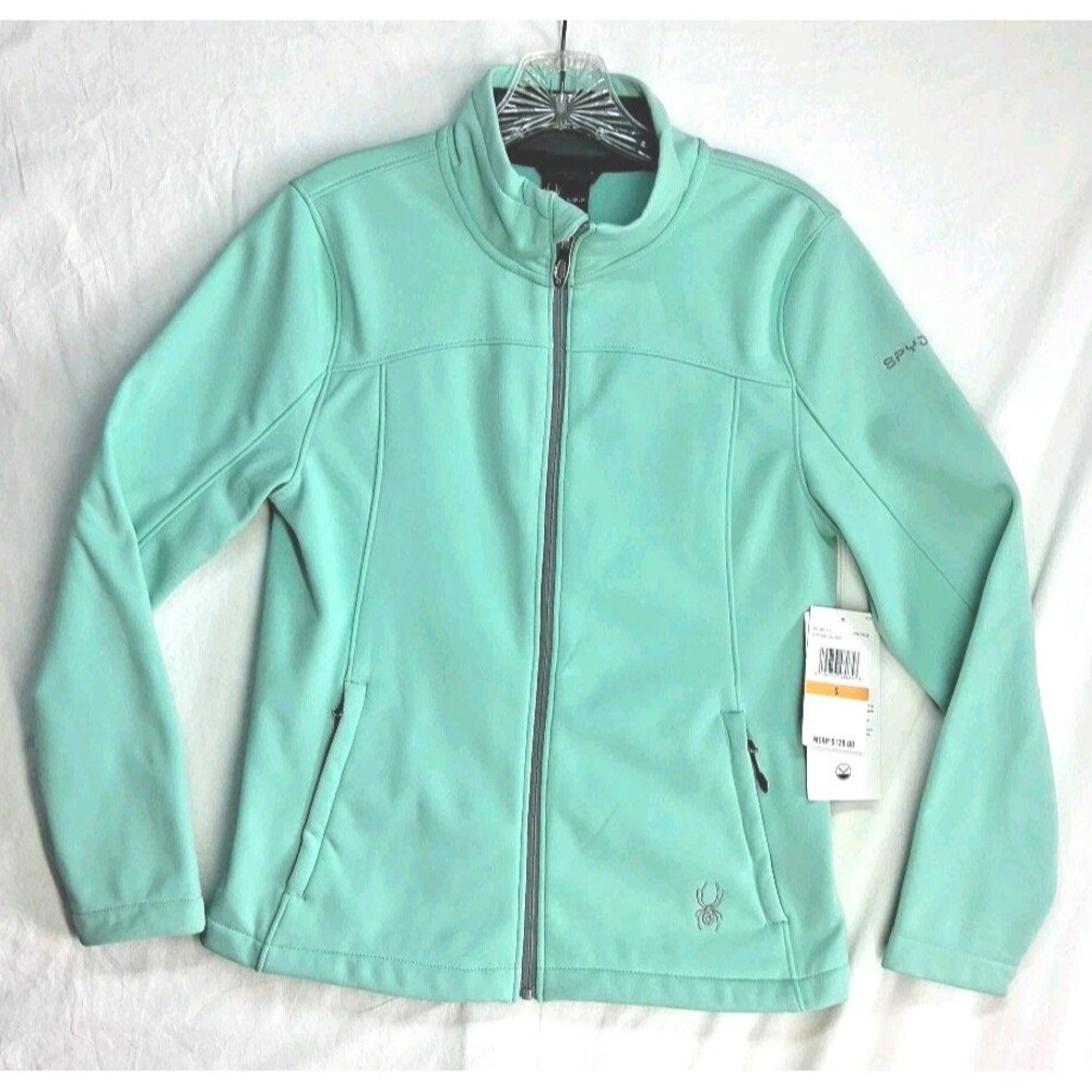 New Spyder Womens S Green Jacket Full Zip Fleece Lined Hydroweb Outdoor Workwear